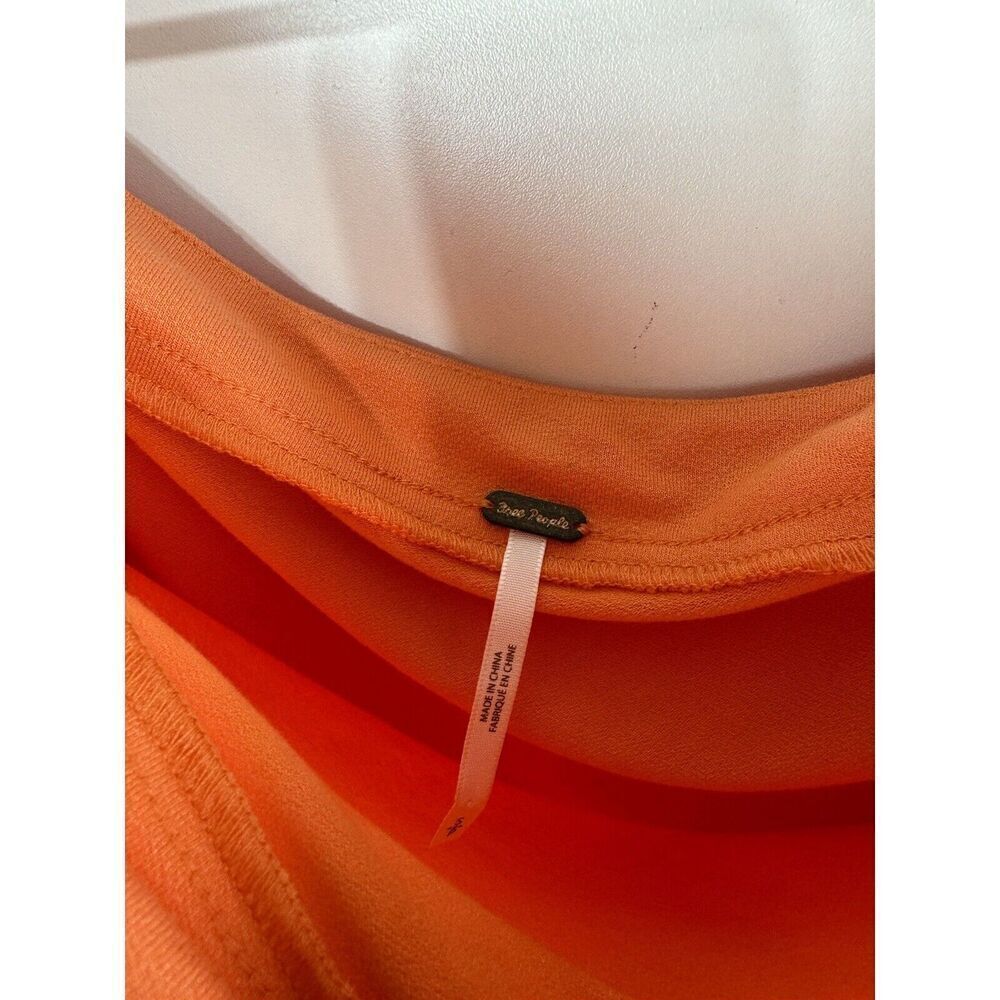Free People Sz S Coral Rock With It Embroidered Puff Sleeve Off The Shoulder - Picture 3 of 8
